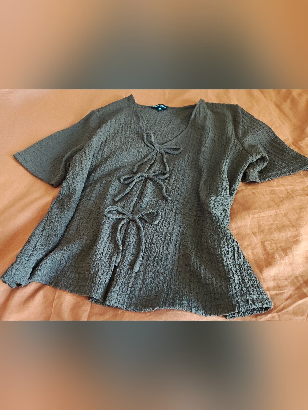 Tie-Front Textured Women's Blouse